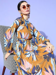 Women Stylish Mustard Floral Gown for Days - Inddus.com