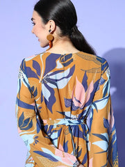 Women Stylish Mustard Floral Gown for Days - Inddus.com