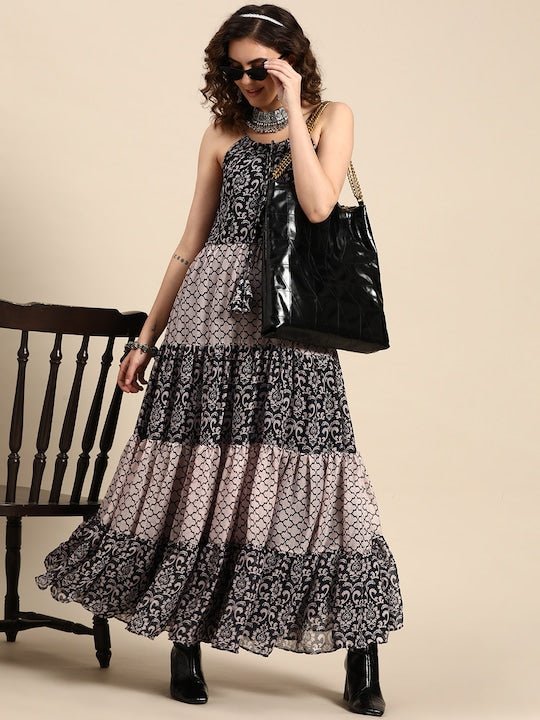 Women Swirling Volume Fit and Flare Dress - Inddus.com