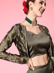 Women Taupe Solid Top With Palazzos - Inddus.com