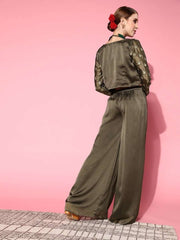 Women Taupe Solid Top With Palazzos - Inddus.com