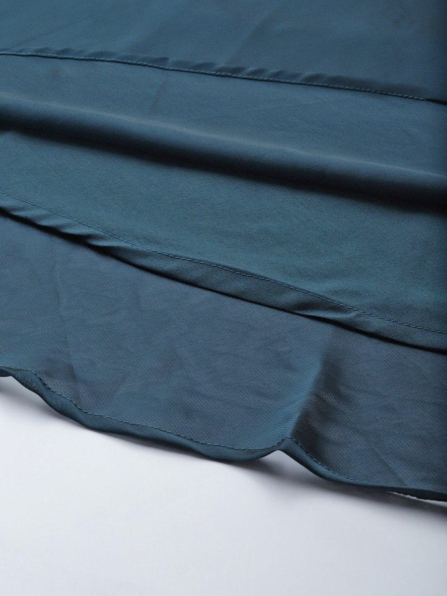 Women Teal Blue Anarkali Kurta With Gotta Detail Dupatta - Inddus.com