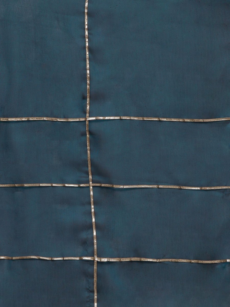 Women Teal Blue Anarkali Kurta With Gotta Detail Dupatta - Inddus.com