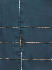 Women Teal Blue Anarkali Kurta With Gotta Detail Dupatta - Inddus.com