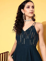 Women Teal Embellished Gown for Days - Inddus.com