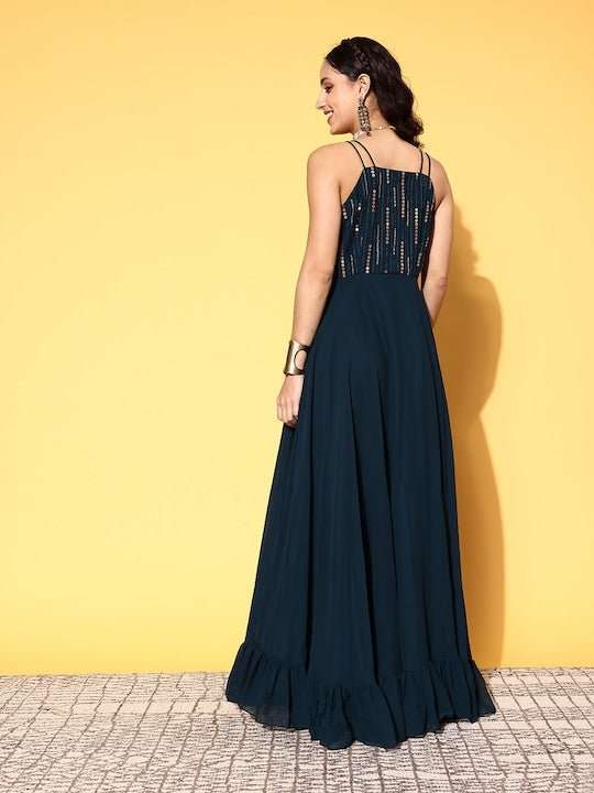 Women Teal Embellished Gown for Days - Inddus.com