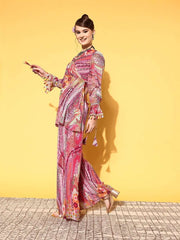 Women Tribal Poly Chiffon Print Parade Kurta Set - Inddus.com