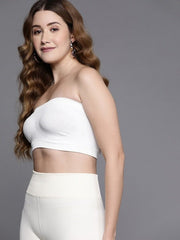 Women White seamless Bandeau Bra - Inddus.com