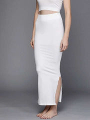 Women White Solid High Compressed Seamless Instant Slimming Saree Shapewear - Inddus.com