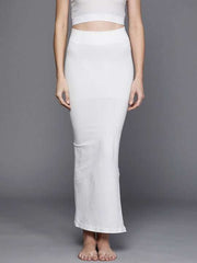 Women White Solid High Compressed Seamless Instant Slimming Saree Shapewear - Inddus.com