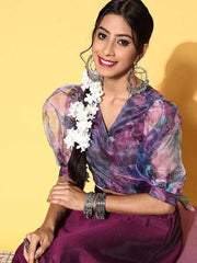Women Wine Floral Primted Tie up Top Solid Skirt - Inddus.com