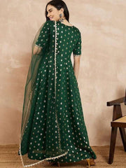 Women Woven Design Anarkali Kurta With Dupatta - Inddus.com