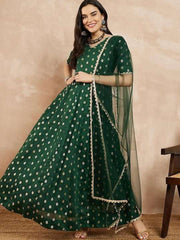 Women Woven Design Anarkali Kurta With Dupatta - Inddus.com