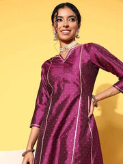 Women Woven Design Gotta Patti Anarkali Kurta - Inddus.com