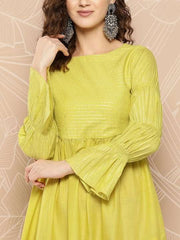 Women Woven Design Sequinned Tiered Gown - Inddus.com