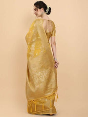Women Yellow Ethnic Motifs Woven Design Saree with Blouse Piece