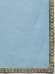 Women Yellow Floral Yoke Design Thread Work Chanderi Cotton Kurta with Trousers & With Dupatta - Inddus.com
