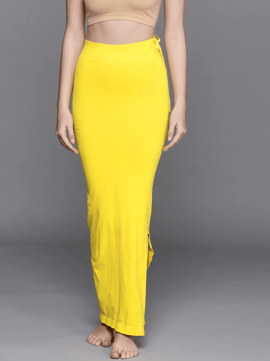 WOMEN YELLOW SOLID SAREE SHAPEWEAR - Inddus.com