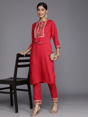 Women Yoke Design Gotta Patti Kurta With Trousers - Inddus.com