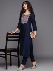 Women Yoke Design Kurta with Trousers - Inddus.com