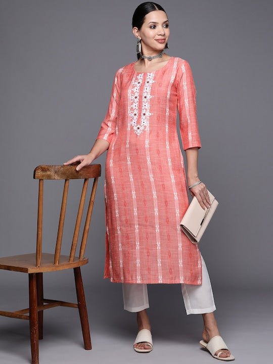 Women Yoke Design Sequinned Kurta With Trousers - Inddus.com