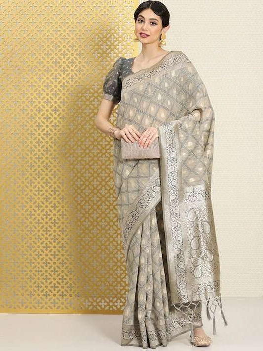 Woven Design Ethnic Motifs Zari Saree