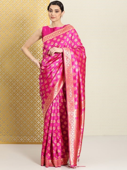 Woven Design Ethnic Motifs Zari Silk Blend Saree