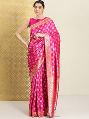 Woven Design Ethnic Motifs Zari Silk Blend Saree