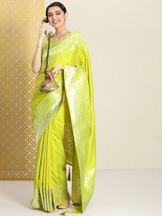 Woven Design Ethnic Motifs Zari Silk Blend Saree