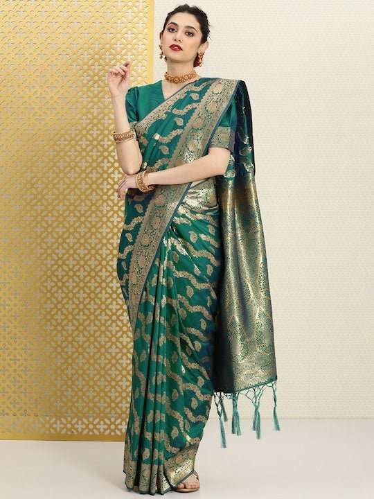 Woven Design Ethnic Motifs Zari Silk Blend Saree