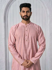 Woven Design Mandarin Collar Kurta - Inddus.com
