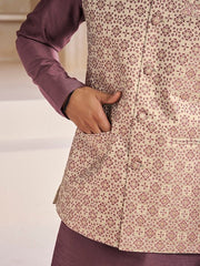 Woven-Design Mandarin Collar Nehru Jacket - Inddus.com