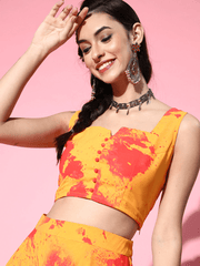 Yellow Digital Print Skirt with Printed Top - Inddus.com