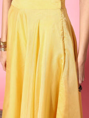 Yellow Embroidered Semi-stitched Lehenga Choli With Dupatta - Inddus.com