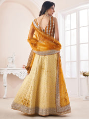 Yellow Georgette Designer Lehenga Choli - Inddus.com