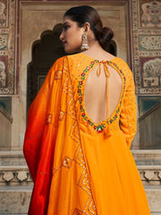 Yellow Georgette Wedding Gown - Inddus.com