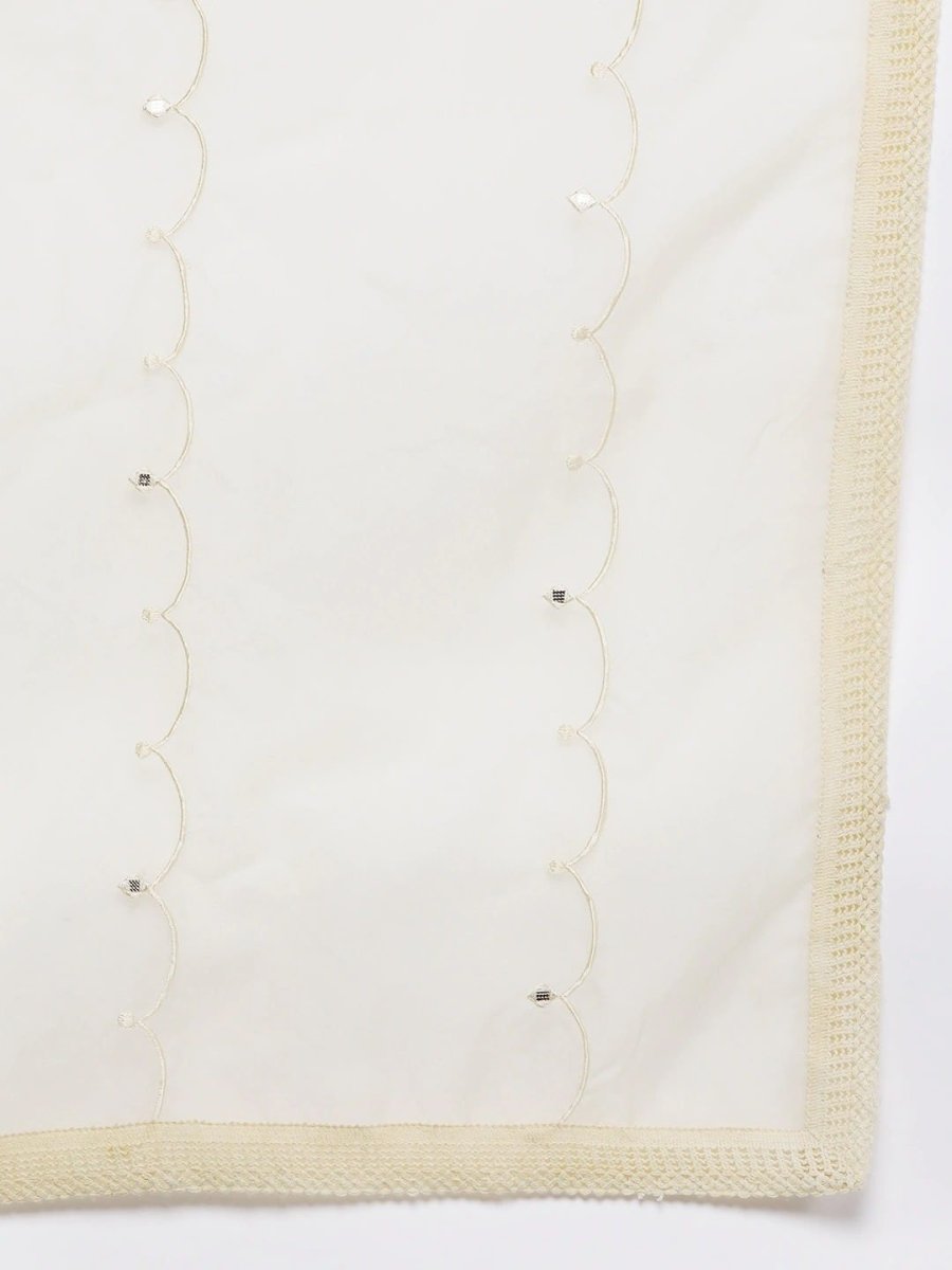 Yellow Yoke Embroidered Kurta with Dupatta - inddus-us