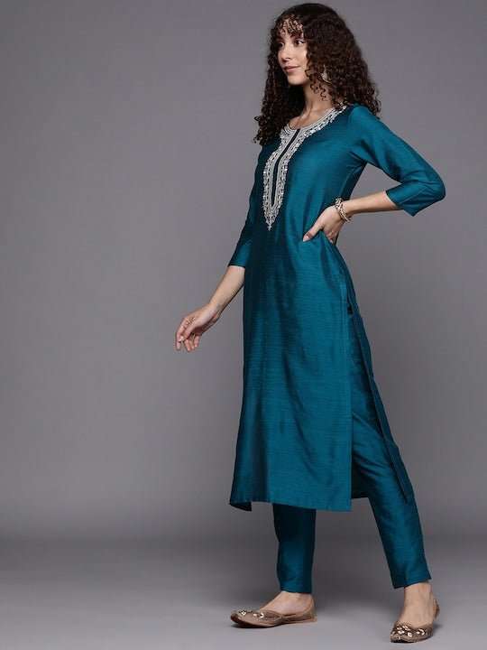 Yoke Design Kurta with Trousers - Inddus.com