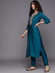 Yoke Design Kurta with Trousers - Inddus.com