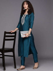 Yoke Design Kurta with Trousers - Inddus.com