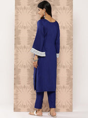 Yoke Design Regular Thread Work Kurta with Trousers - Inddus.com