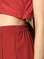 Zari Embroidered Georgette Top with Palazzos - Inddus.com