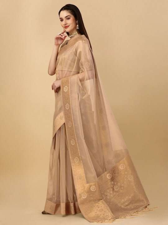 Zari Organza Saree - Inddus.com