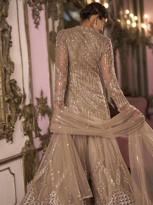 Brown Handwork Embroidered Gharara Suit