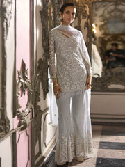 Silver Handwork Embroidered Palazzo Suit