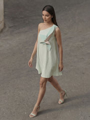 Mint Green Cotton Floral Summer A-Line Indo Western Dress