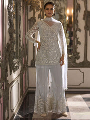 Silver Handwork Embroidered Palazzo Suit