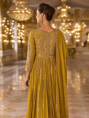 Mustard Gold Embroidered Anarkali Suit