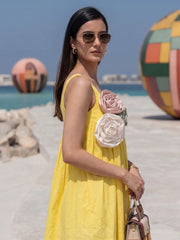 Lime Yellow Cotton Floral Summer Indo Western Dress