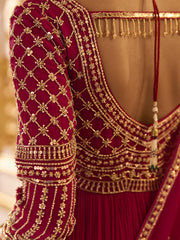 Red Embroidered Anarkali Suit